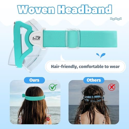 Findway Kids Snorkel Mask with Elastic Fabric Strap,Swimming Goggles kids with Nose Cover,180° Clear View Diving Mask,No Leak Anti Fog Swim Goggles for Boys Girls Aged 6-16 — view 3