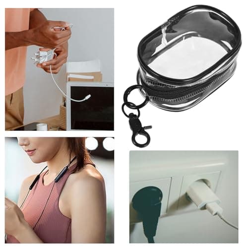 TOPBATHY Black Pvc Travel Storage Pouch with Lobster Clasp for Earphones — view 3