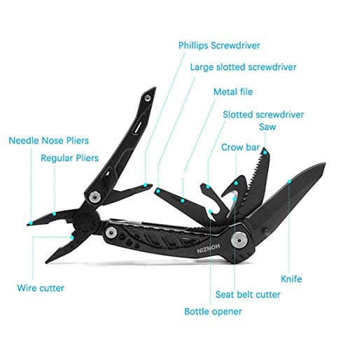 HONZIN Multi Tool Pliers Set, Foldable Pliers Stainless Steel Multitool with Nylon Pouch Ideal Pocket Tool for Outdoor — view 2