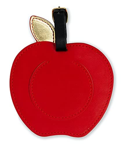 Kate Spade New York Round Red Vegan Leather Luggage Tag for Women, Durable Suitcase ID Tag, Apple — view 2