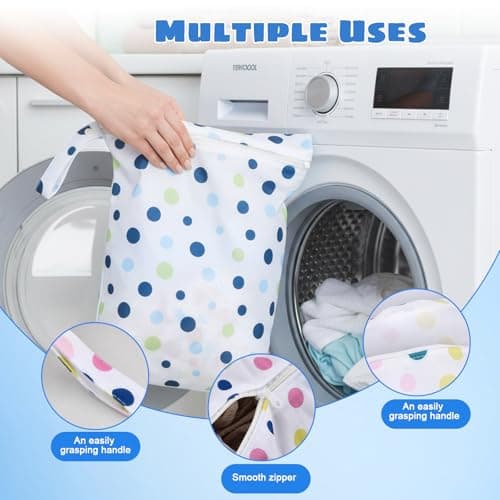 Culinavog 2 Pieces Waterproof Bag, 30x40 cm Wet Bag with a Handle and Zip, Reusable Baby Bag Organiser, Washable Nappy Bag Organiser for Toddler Nappies, Travel, Gym, Beach and Pool - Pink and Blue — view 6