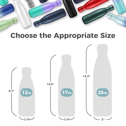 Volhoply 750ml Insulated Water Bottle, Double Wall Stainless Steel Vacuum Bottles, Keeps Cold 24H & Hot 12H, BPA Free Leak Proof Bottles (Green Blue,1 Pack) — view 2