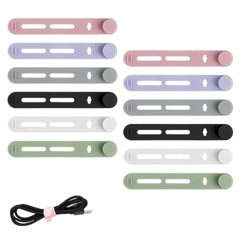 12-Pack Reusable Silicone Cable Ties - Flexible Organizers for Wires, Chargers, and Small Items - Durable Storage Solution for Home & Office