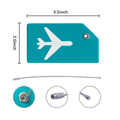 5Pack Silicone Luggage Tag with Name ID Card Perfect to Quickly Spot Luggage Suitcase by Ovener, Turquoise Green, L3.5 x W2 inch (Tag), L 3.4X W1.8 inch (Name Card) — view 3