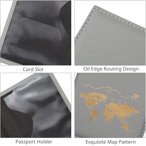 ILIYAH Passport Cover - Waterproof Travel Accessories, PU Leather Holder (Grey) — view 2