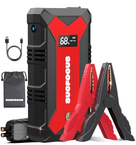 Jump Starter Power Pack, 4000A Car Battery Booster Jump Starter for 12V Vehicles and Motorbikes (9.0L Petrol or 8.5L Diesel), Car Jumper Starter Power Bank with Jump Leads, LED Light/USB QC3.0 (Red)