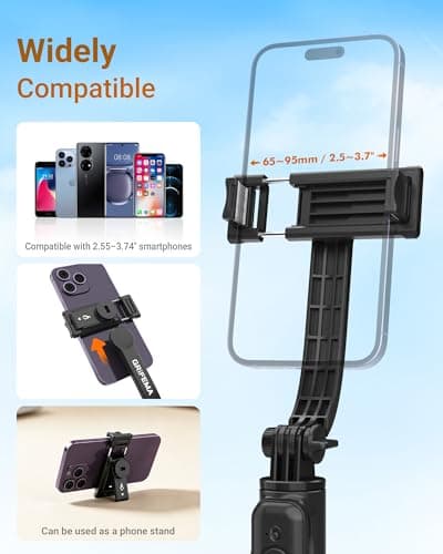 GRIFEMA Selfie Stick Tripod 107cm Extendable, 360 Rotating Mount — view 5