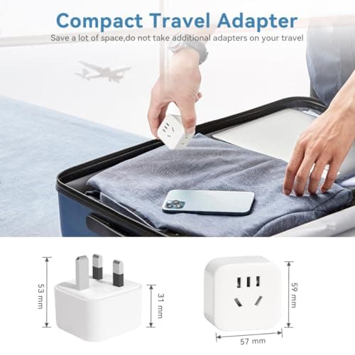 2-Pack Chinese to UK Plug Adapter,2/3 Pin China to 3 Pin Plug Adaptor — view 6