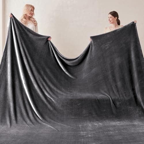 COOVA Oversized King Fleece Blanket 120x120 inches, Soft Cozy Warm Giant Extra Large 10'x10' Blanket for Bed, Sofa, Couch,Travel, Camping, California Huge Flannel Big Throw Blanket, Dark Grey — view 3