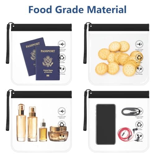 LOPHE Clear Travel Toiletry Bag TSA Approved, 20x20cm Airport Security Liquids Bag, Waterproof Cosmetic Bag with Handle (Black & Grey), 2 Pack Travel Accessories for Women & Men — view 4