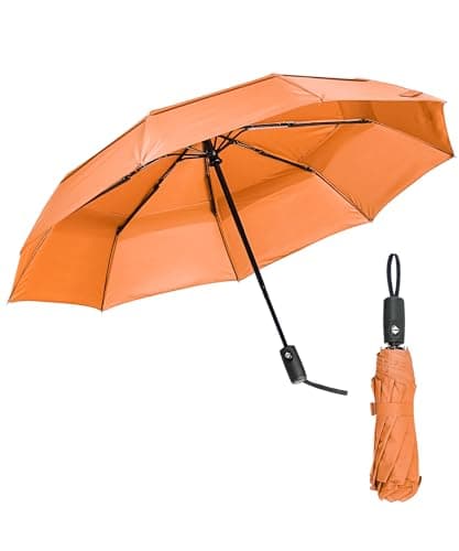 Mr. Pen Windproof Travel Umbrella - Orange, Automatic, Compact, Rain & Windproof