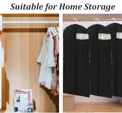 Long Dress Bags Covers, Foldable Dress Bag, Garment Bags with Clear Window Zipper, Dust-Proof Clothes Covers for Home Storage for Coat, Jacket, Clothes (White) — view 6