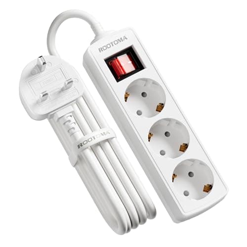 European to UK Plug Adapter 3 AC Outlets