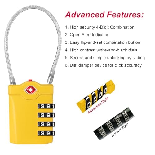 ZHEGE TSA Approved Luggage Locks, Suitcase Padlocks (Yellow, 2P) — view 3