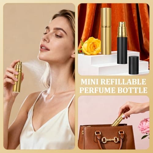 AUYAO 5ml Perfume Atomiser Perfume Travel Bottle Mini Perfume Atomiser Bottle Refillable Bottles Portable Mini Spray Travel Bottle Portable Perfume Dispenser for Purse Handbag Pocket Luggage(Gold) — view 4