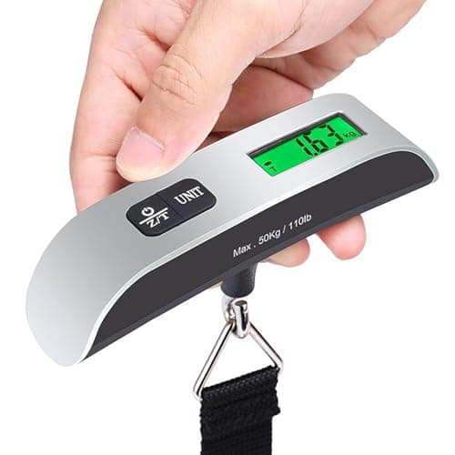 Luggage Scale, Digital Portable Luggage Weight Scale 110 lb/ 50KG, Hanging Suitcase Weigher for Travel, Suitcase Scale with Temperature Measurement Function Capacity Silver (1)