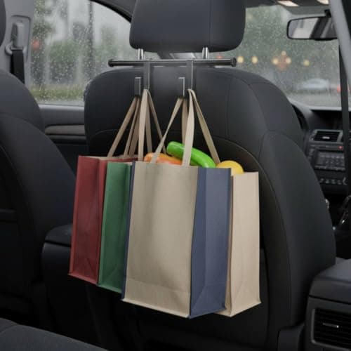 Colcolo Vehicle Seat Hook Double Hanger Car Hook Organizer with Stainless Steel and Rubber Build Supports Up to 6 kg Keeps Cabin Organized Suitable for Daily Driving Road Trips Family outings — view 3
