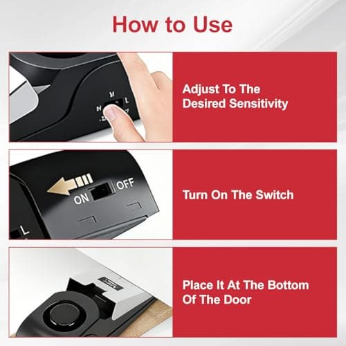 Portable Door Lock with 120dB Alarm, Heavy Duty Adjustable Door Jammer Stopper and Security Brace for Travel, Hotel and Home Apartment Use（Battery Not Included） — view 6