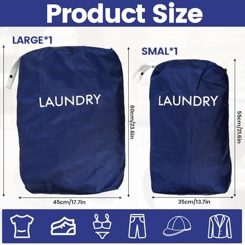 2 Pcs Waterproof Drawstring Travel Laundry Bags Two Sizes — view 2