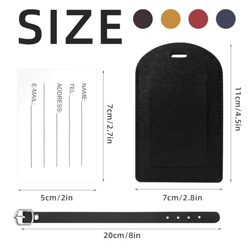 MeiLang 4Pcs Leather Luggage Tags, Suitcase Labels w/Privacy Cover, Adj — view 4