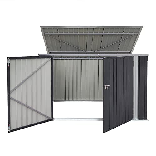 Galvanized Steel Garden Storage Box - Metal Bike Tool Shed - Holds 3 Bicycles — view 2