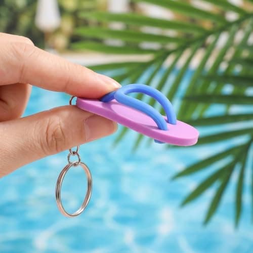 ABOOFAN 6pcs Mini Slipper Keychain Set, Rubber Flip Flop Keyring Charms with Vibrant Colour, Lightweight and Portable Beach Party Favour for Coastal Travel and Pool Parties — view 4