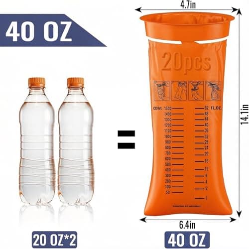 20Pack Vomit Bags Disposable Barf Bags,1000ml High Density Emesis Bags with Snap,Perfect for Morning Sickness,Kids,Pregnant Woman,Car Motion Sickness，Airsick (orange) — view 2