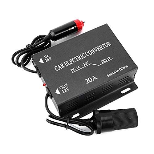 Nikou Step Down Power Supply, 20A Car Power Supply Converter Aluminum Alloy Step Down Transformer 24V To 12V Cigarette Lighter Type for Car Truck Audio