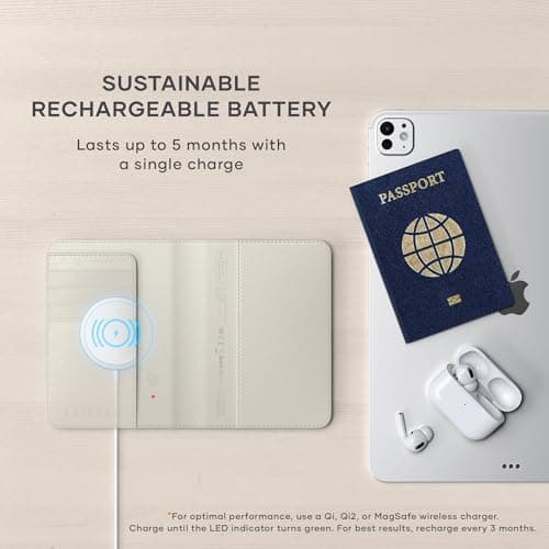 Satechi Passport Holder with Find My Tracking, 4-Slot Card Wallet, Sand — view 4