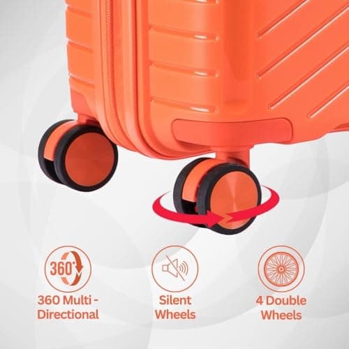 DK Luggage 28" Large Hard Shell Polypropylene PP Suitcase 4 Wheel Spinner Luggage PP20 Orange — view 4