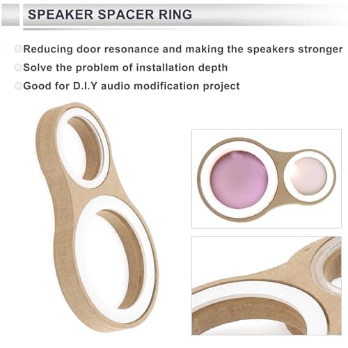RATCHROLL 2 Set Universal Speaker Spacer Ring Adapter Dual Rings Waterproof for 1"for 3" with Acrylic Washers and Light Strip Brown Wood — view 3