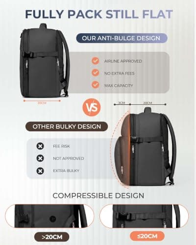 Xkdoai New Expandable for Ryanair Cabin Bags 40x30x20 to 40x30x25 Black — view 4