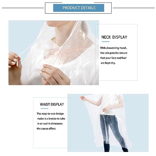 SWOGAA Disposable Rain Ponchos for Adults & Kids Family 6 Pack Extra Thick — view 3