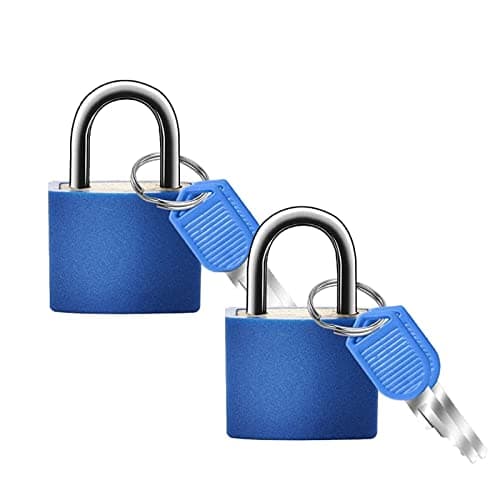 Shakeel Suitcase Locks with Keys - Pack of 2 Small Padlock with Keys Luggage Locks for Travel Luggage/Gym Locker/Baggage/Holiday Cases, Blue