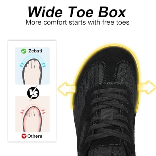 Wide Fit Trainers for Women Barefoot Shoes Walking Sneakers All Black UK 7 — view 3