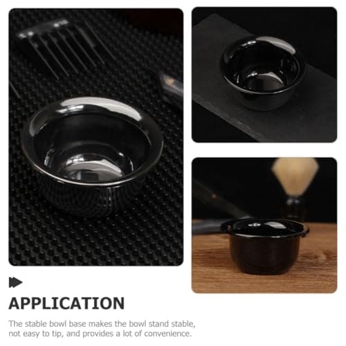 VILLCASE 3pcs Reusable Shaving Soap Bowls for Men with Stable Bowl Base and Portable Design Simple and Elegant Black Shaving Mug for Travel Use — view 4