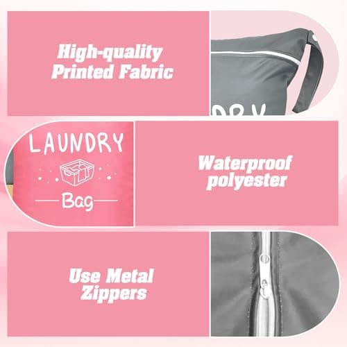 3 PCS Travel Laundry Bag, Laundry Bags for Travelling Dirty Clothes Organizer with Zipper Wet Dry Storage Organizer for Home Travel Gym Camping — view 3