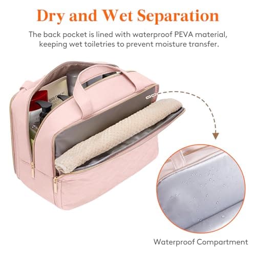 Lifewit Toiletry Bag for Women, Travel Wash Bag, Pink, Large — view 5