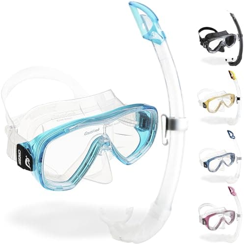 Cressi Single Lens Mask & Snorkel Set - Tempered Glass Diving Mask - Snorkel Set Adults for Pools & Sea - Quick-Adjust Buckles for Scuba Diving Equipment - Transparent/Aquamarine - Combo Set — view 6