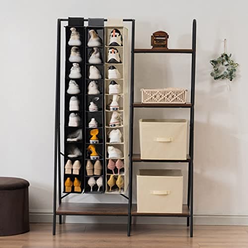 YOUDENOVA Hanging Shoe Rack 10-Shelf Shoes Storage for Wardrobe Collapsible Hanging Shoe Organizer Slim Organiser Durable Fabric Wardrobe Storage Solutions for Shoes,Clothes,Hats -Grey — view 3
