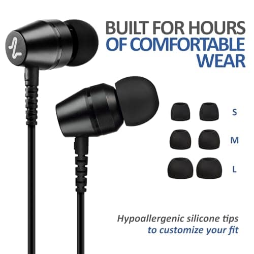 Ludos OMNITONE Wired Earbuds in-Ear Headphones, Earphones with Microphone, 5 Years Warranty, Noise Isolation Corded for 3.5mm Jack Ear Buds for iPhone, iPad, Samsung, Computer, Laptop, Gaming, Sports — view 6
