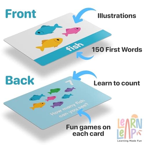 Learn Leap First Words Flash Cards For Toddlers Ages 1 2 3 – 150 Unique Flash Cards for Toddler Baby –Durable Flashcards Card Games Ideal for Kids, Travel, Learning, Language & Speech Educational Toys — view 2