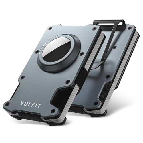 VULKIT Credit Card Holder with Money Clip Slim Aluminum Metal Wallet with Airtag Holder RFID Blocking Card Holder Wallet for Men