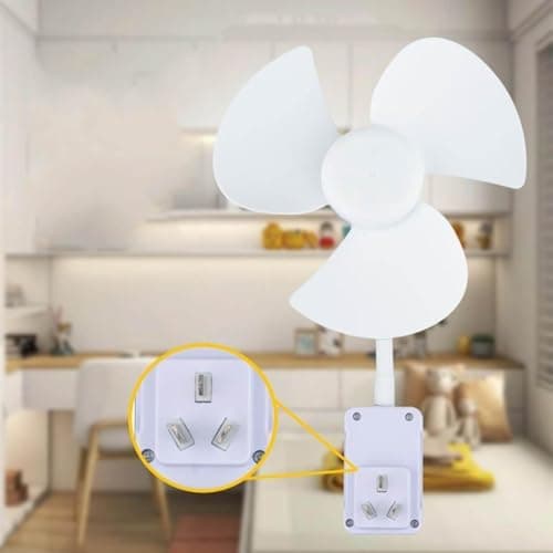Plug Fan with Adapter, Mini Quiet Electric Socket Fan Adjustable Angle, Three Leaves Fan Blade 12-Inch Desk Wall Table Fans, Bathroom, Dormitory, Office — view 3
