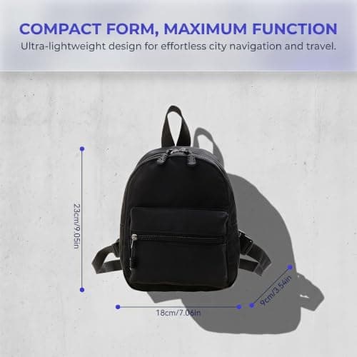 Dooaqiin Small Backpack for Women, Mini Rucksack Compact Daypack, Lightweight Black Backpack with Multiple Pockets, Adjustable Straps for Daily Use, Travel, and Commuting — view 2
