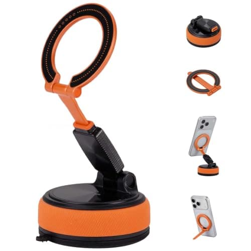 JOYTUTUS Magnetic Car Phone Mount, 2-in-1 Detachable Ring Stand Orange