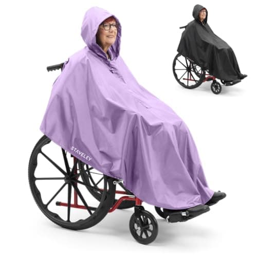 Staveley Wheelchair Rain Cape Poncho Waterproof | Unisex Lightweight Adult Mobility Rain Cape | Protection for Wheelchair & Electric Wheelchair Users (Lilac)