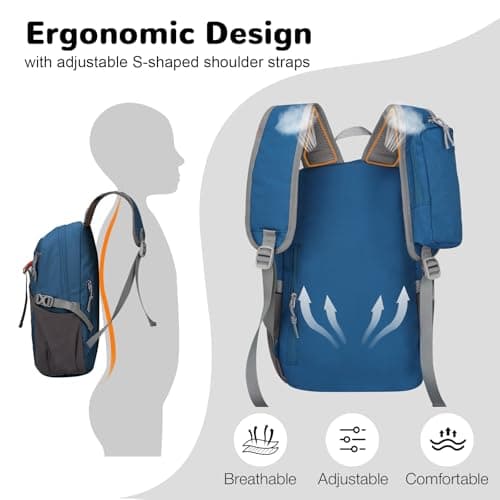 Outplea 12L Small Hiking Backpack for Man Women Kids, Mini Waterproof Casual Daypack with Phone Holder, Children's Outdoor Rucksack, Blue — view 3