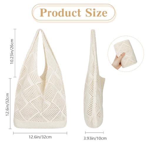 loacuony Beach Bag,Beach Bags For Women,Crochet Beach Bag- Woven Mesh Summer Tote With Shoulder Strap, Lightweight Vacation Handbag For Tropical Holidays & Shopping — view 4