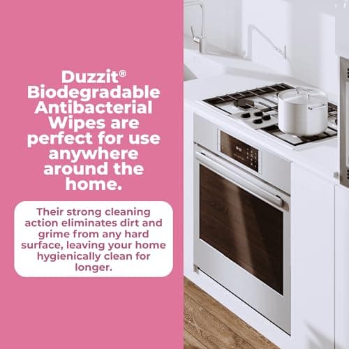 Duzzit Antibacterial Wipes - Kills 99.9% of Bacteria | 100% Biodegradable - Made From Plant Fibres | Anti Bac Wipe for Kitchen Surfaces, Waste Bins, Bathrooms & More (60 Wipes, Grapefruit) — view 4